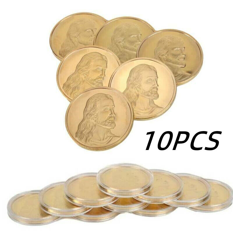 10pcs Jesus Christ & the Last Supper Gold Plated Coins Great Religious Keepsakes