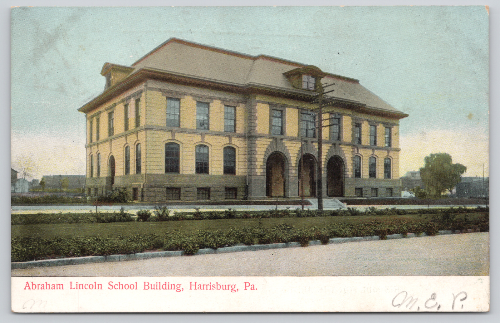 Postcard Harrisburg, Pennsylvania, Abraham Lincoln School Building A1015