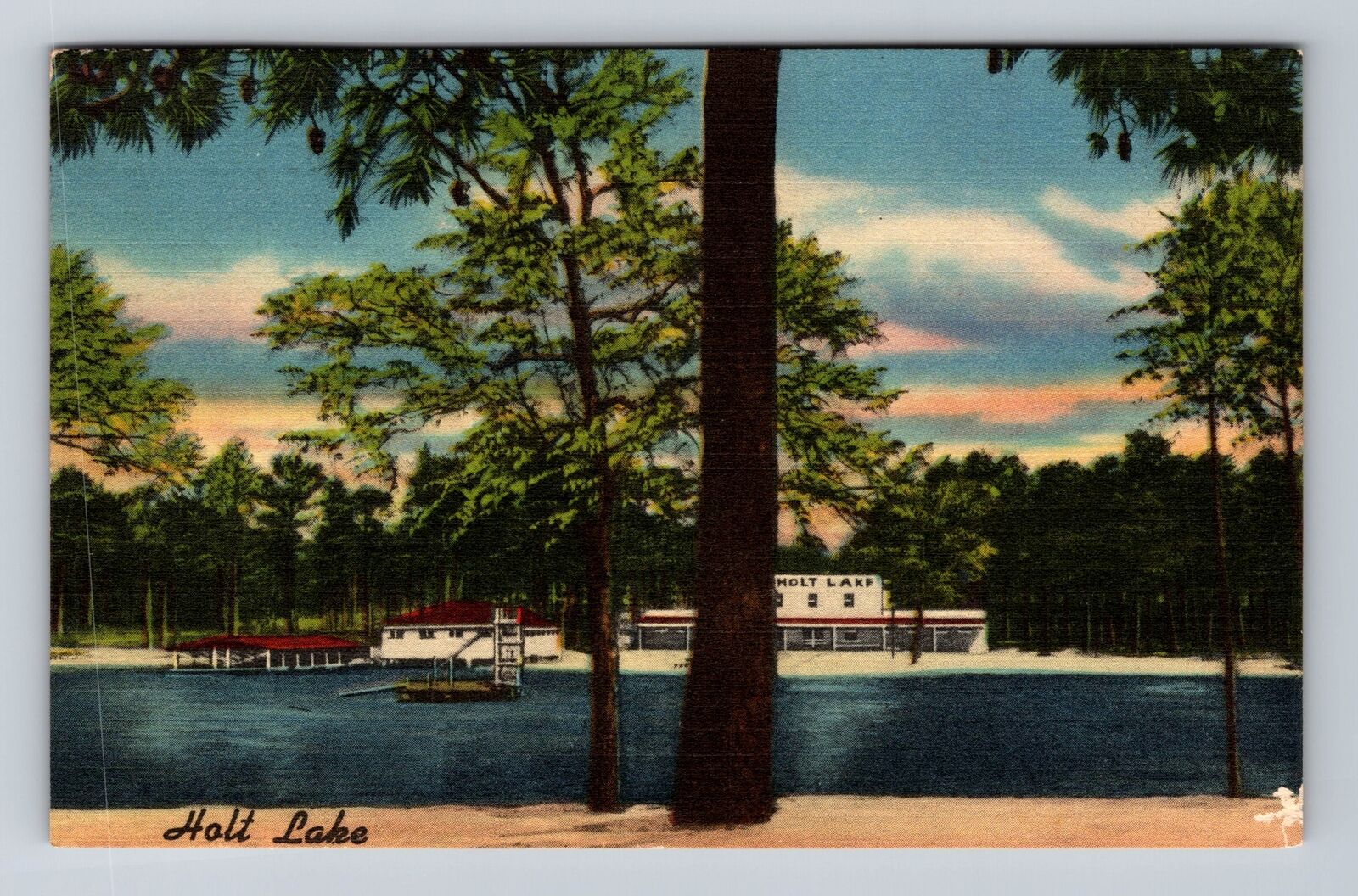 Smithfield NC-North Carolina, Holt Lake, Antique, Vintage c1955 Postcard