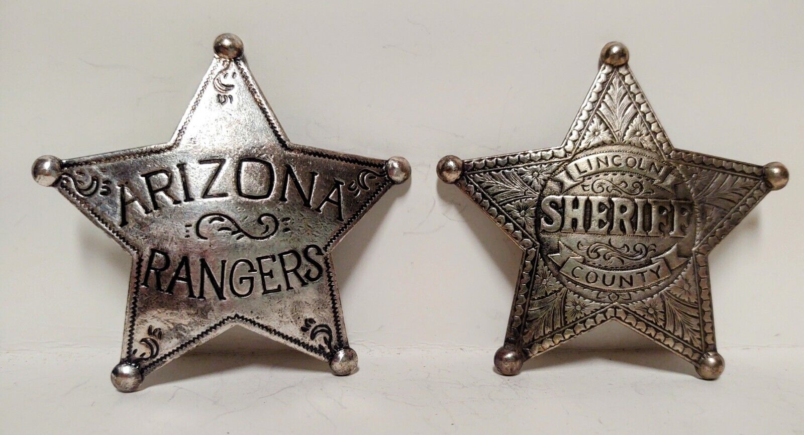 2 Vintage Obsolete Arizona Rangers & Lincoln County Sheriff Badges 3
