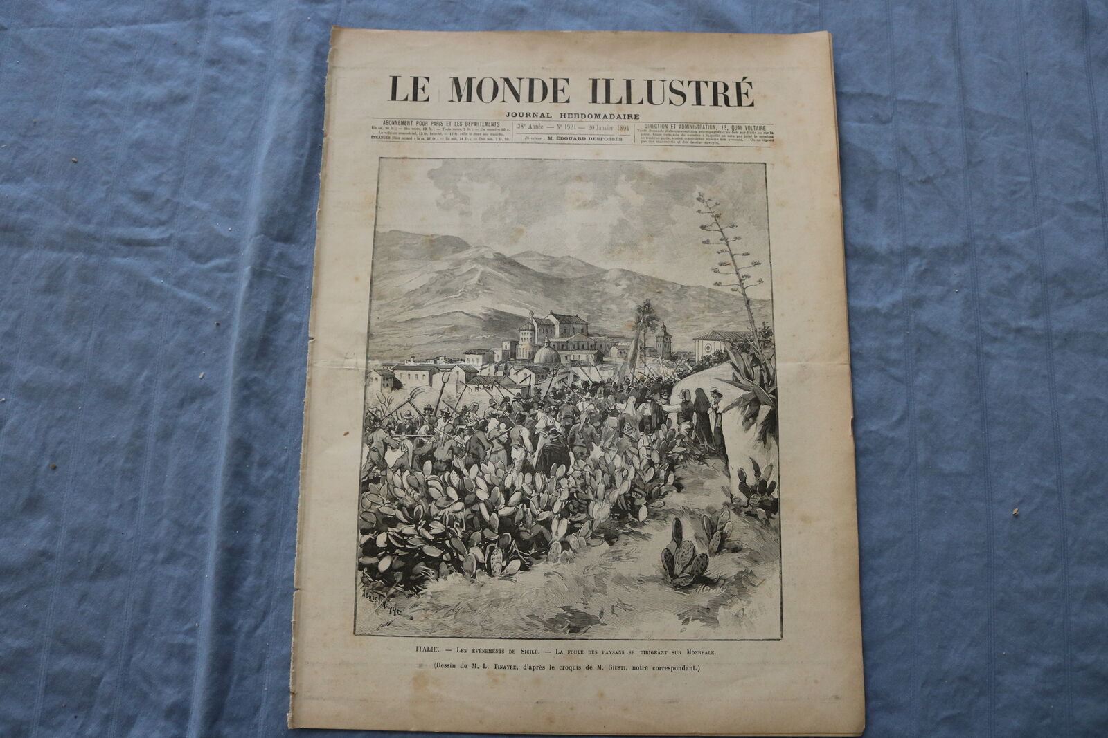 1894 JAN 20 LE MONDE ILLUSTRE MAGAZINE-LES EVENEMENTS DE SICILE-FRENCH - NP 8459