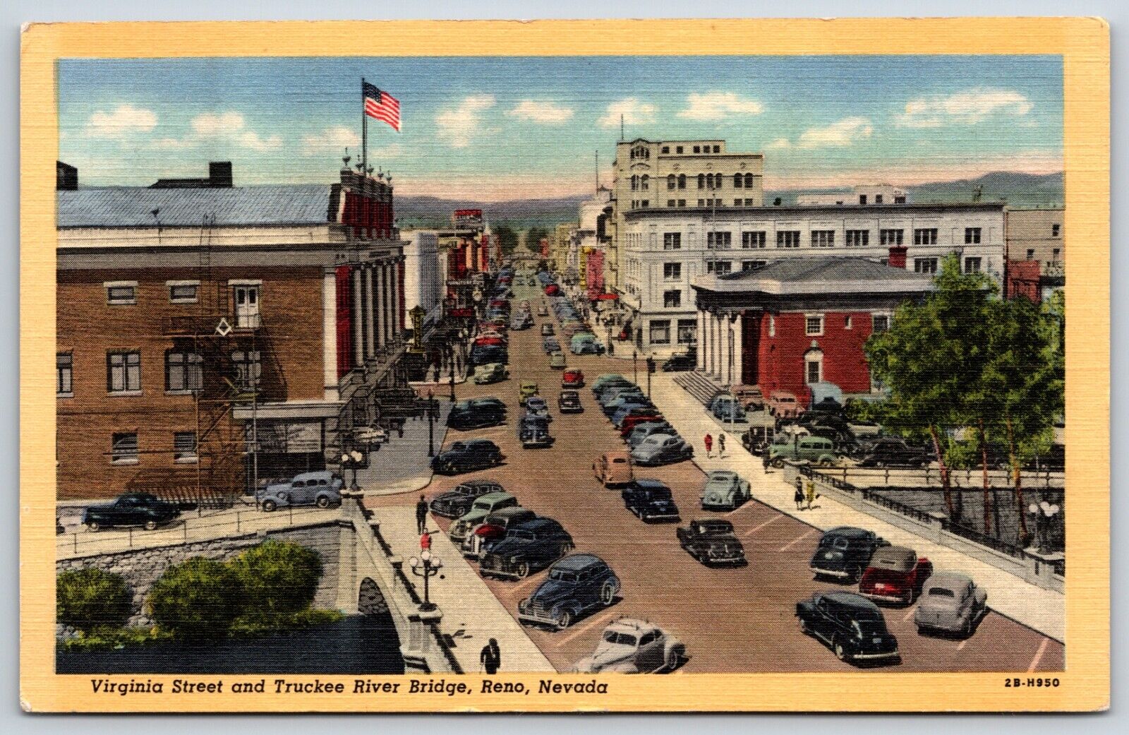 Postcard Virginia Street And Truckee River Bridge, Reno, Nevada Unposted