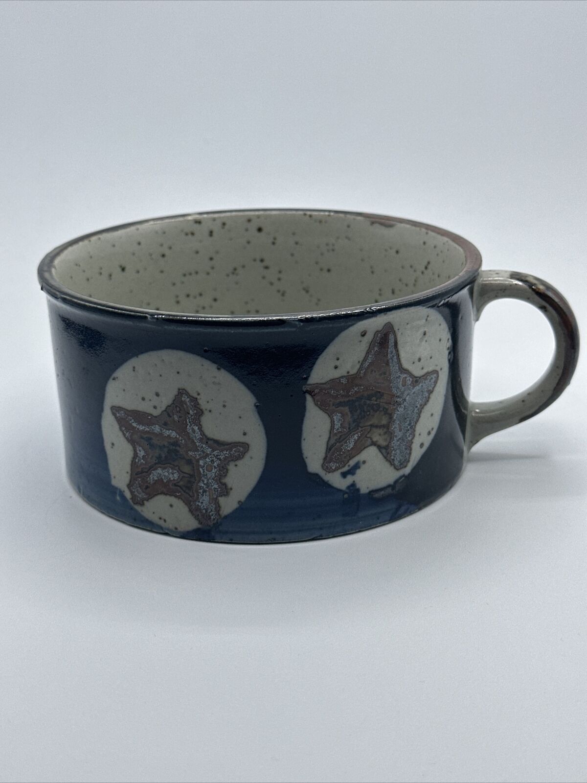 Vintage Unique Otagiri Pottery Soup Cup Coffee Mug Blue Starfish  #492