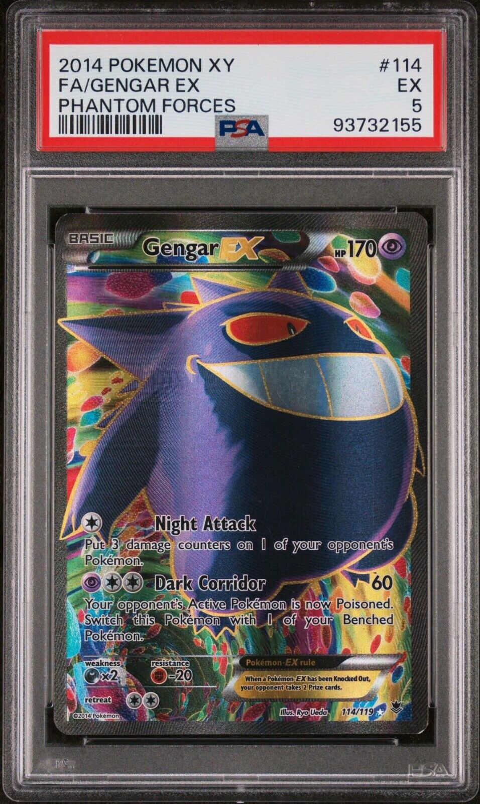 PSA 5 Gengar EX 114 2014 Pokemon Card XY Phantom Forces
