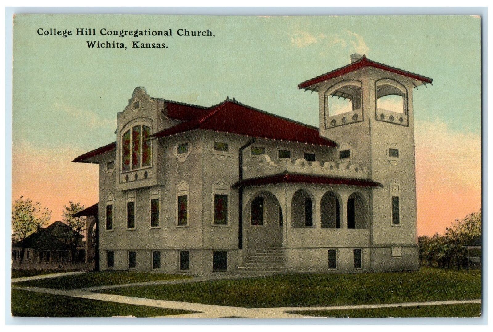 c1910's College Hill Congregational Church Exterior Wichita KS Unposted Postcard