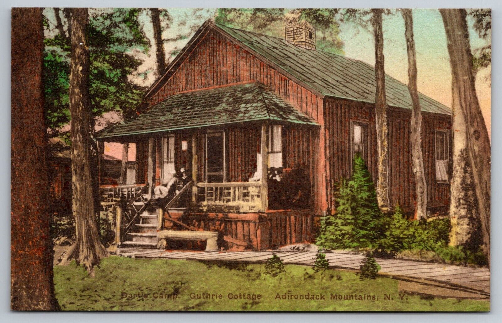 Dart\'s Camp. Guthrie Cottage Adirondack Mountains, Eagle Bay NY Vintage Postcard