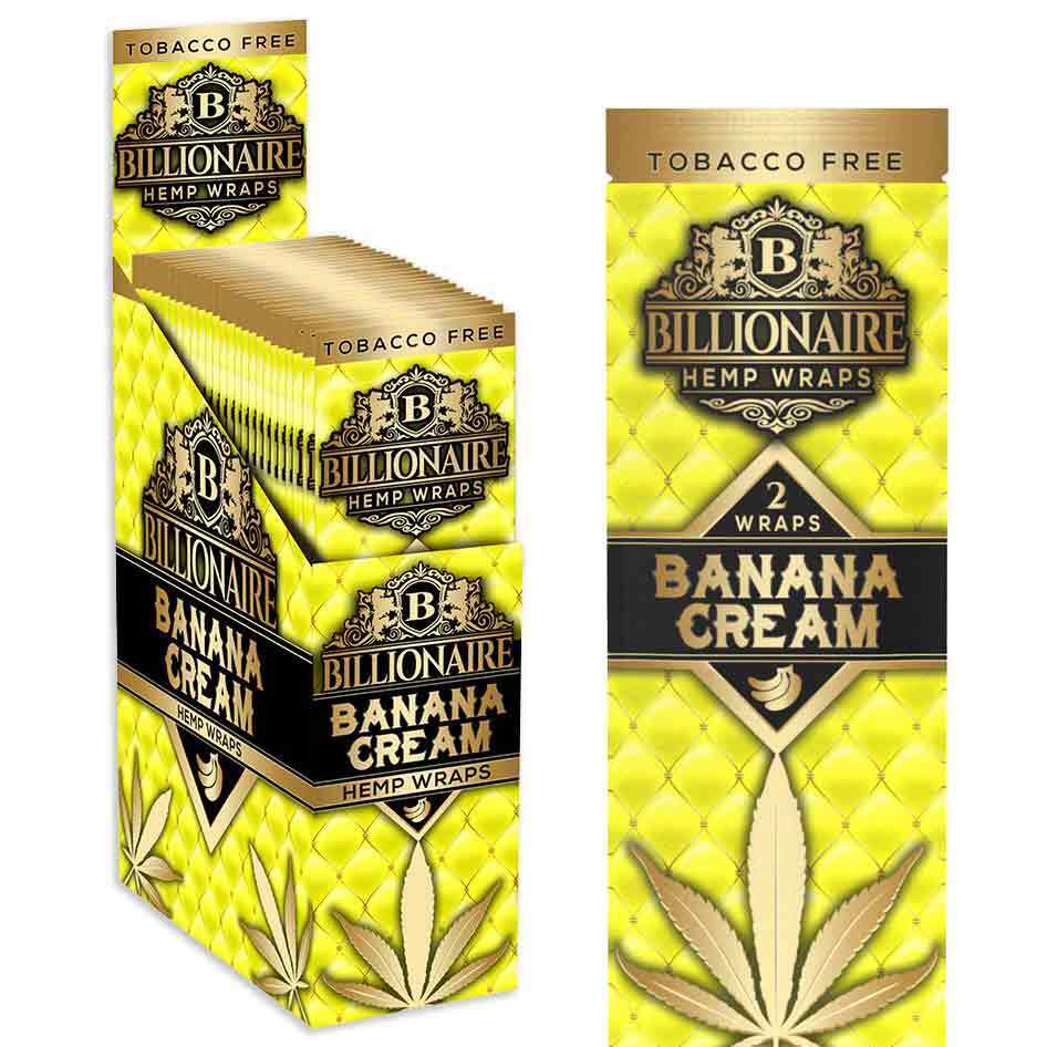 Billionaire Wraps - Banana Cream Flavor for Rolling (Box of 25 Pouches)