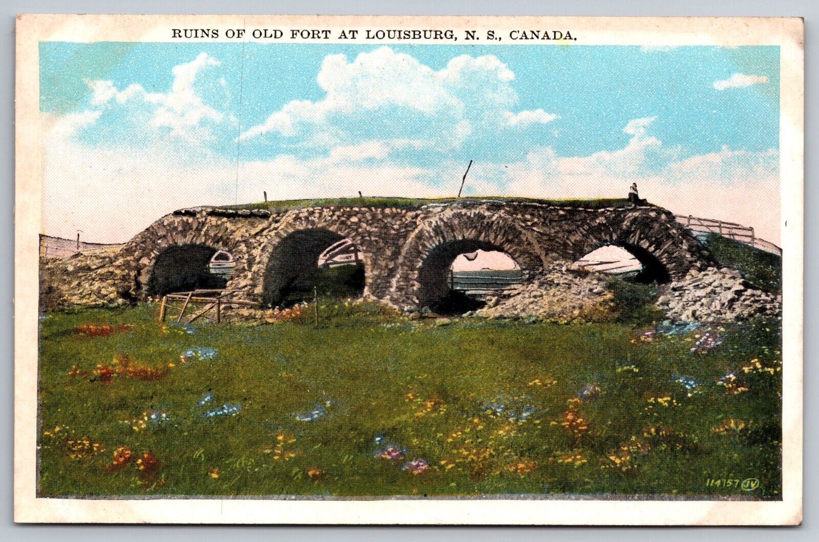 Ruins of Old Fort at Louisburg. Nova Scotia Postcard