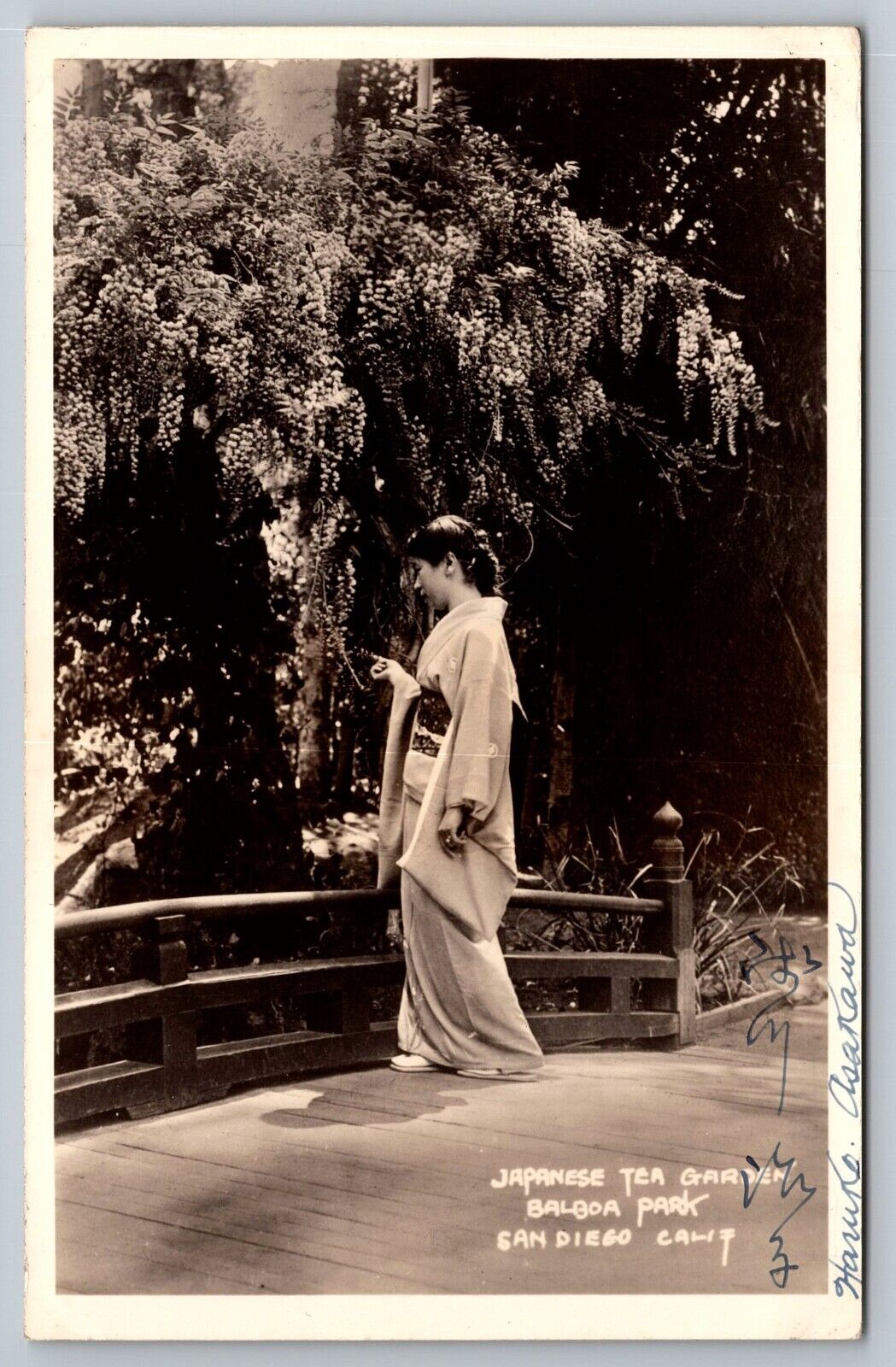 Haruko Asakawa. Japanese Tea Garden. Balboa Park. San Diego Photo Postcard RPPC