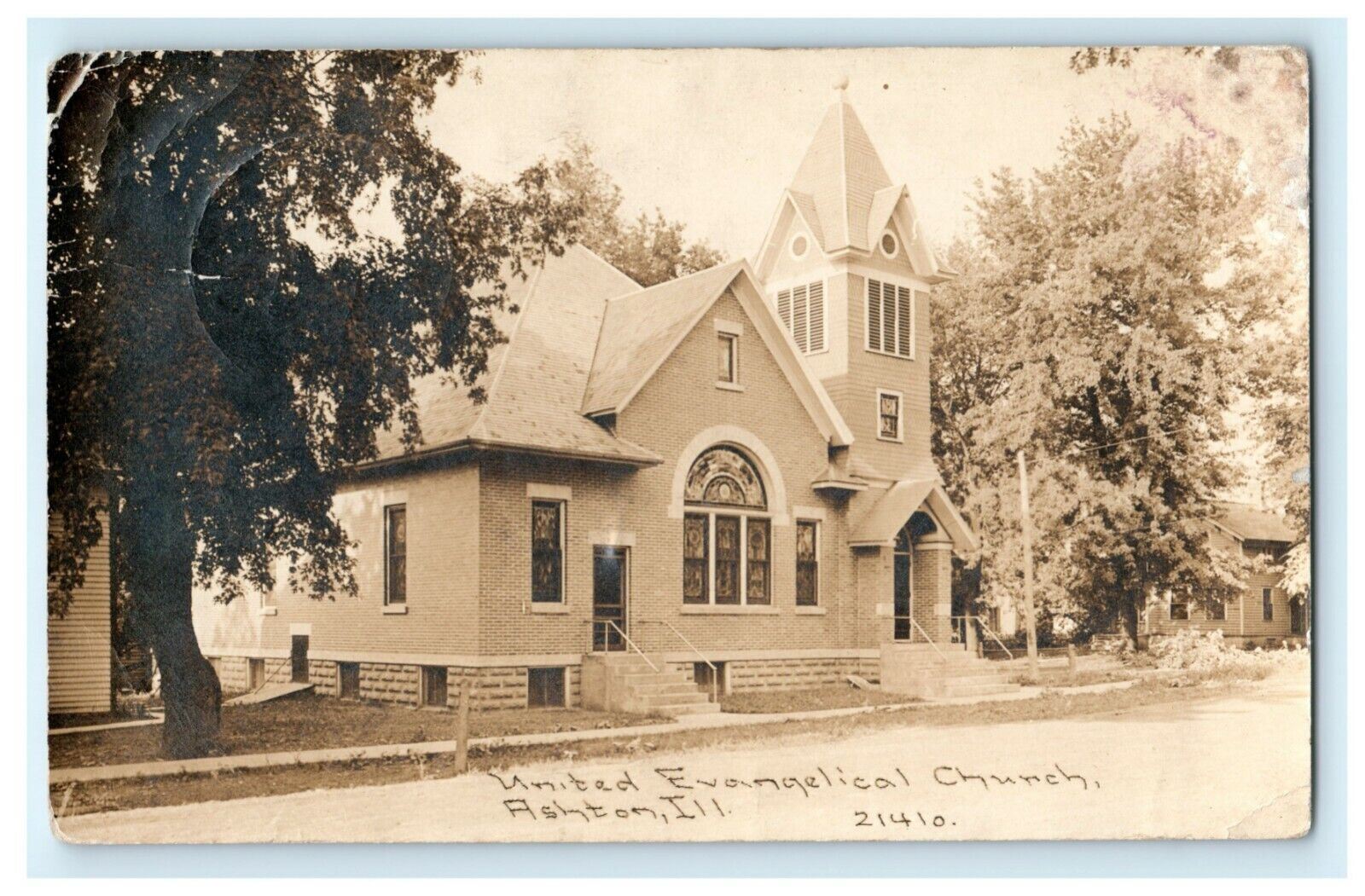 Evangelical Church Ashton Illinois 1920 RPPC Photo Vintage Antique Postcard