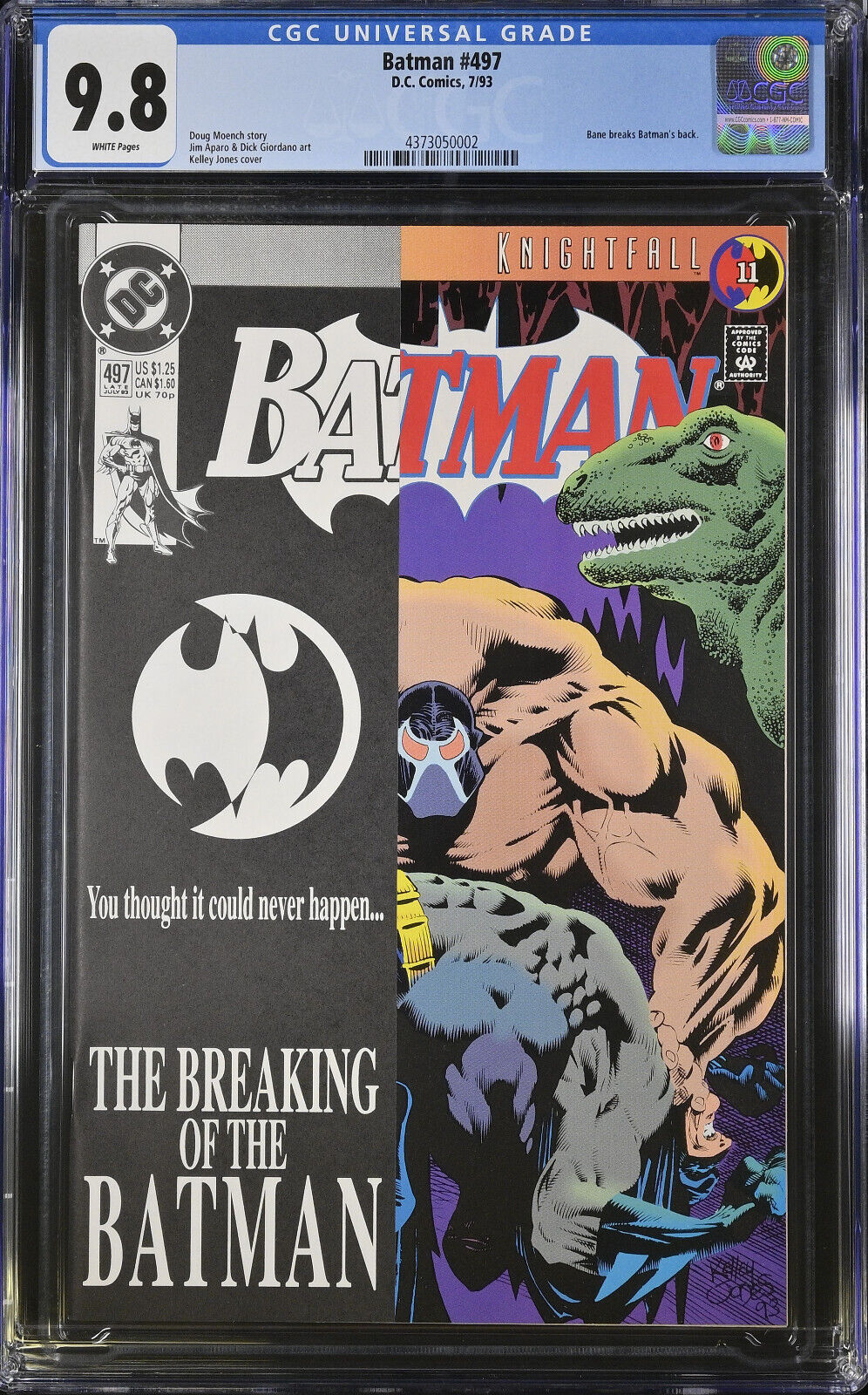 Batman #497 CGC 9.8 NM/MT BANE BREAKS BATMAN'S BACK (KNIGHTFALL 11) KEY, HOT