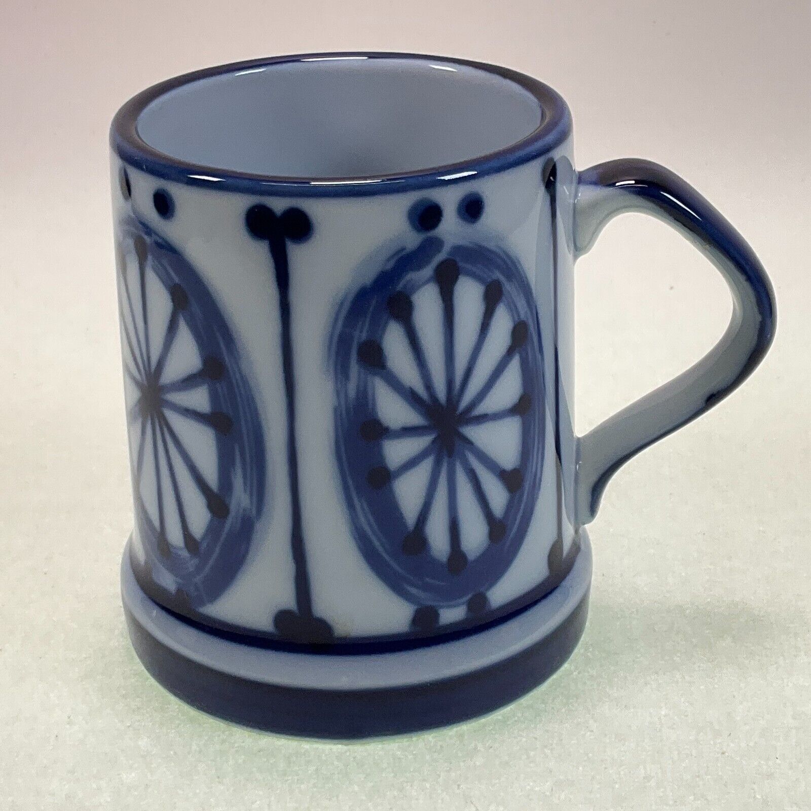 Nordic Blue CJ Peterson Hand Painted Coffee Cup Mug Wheels - Vintage