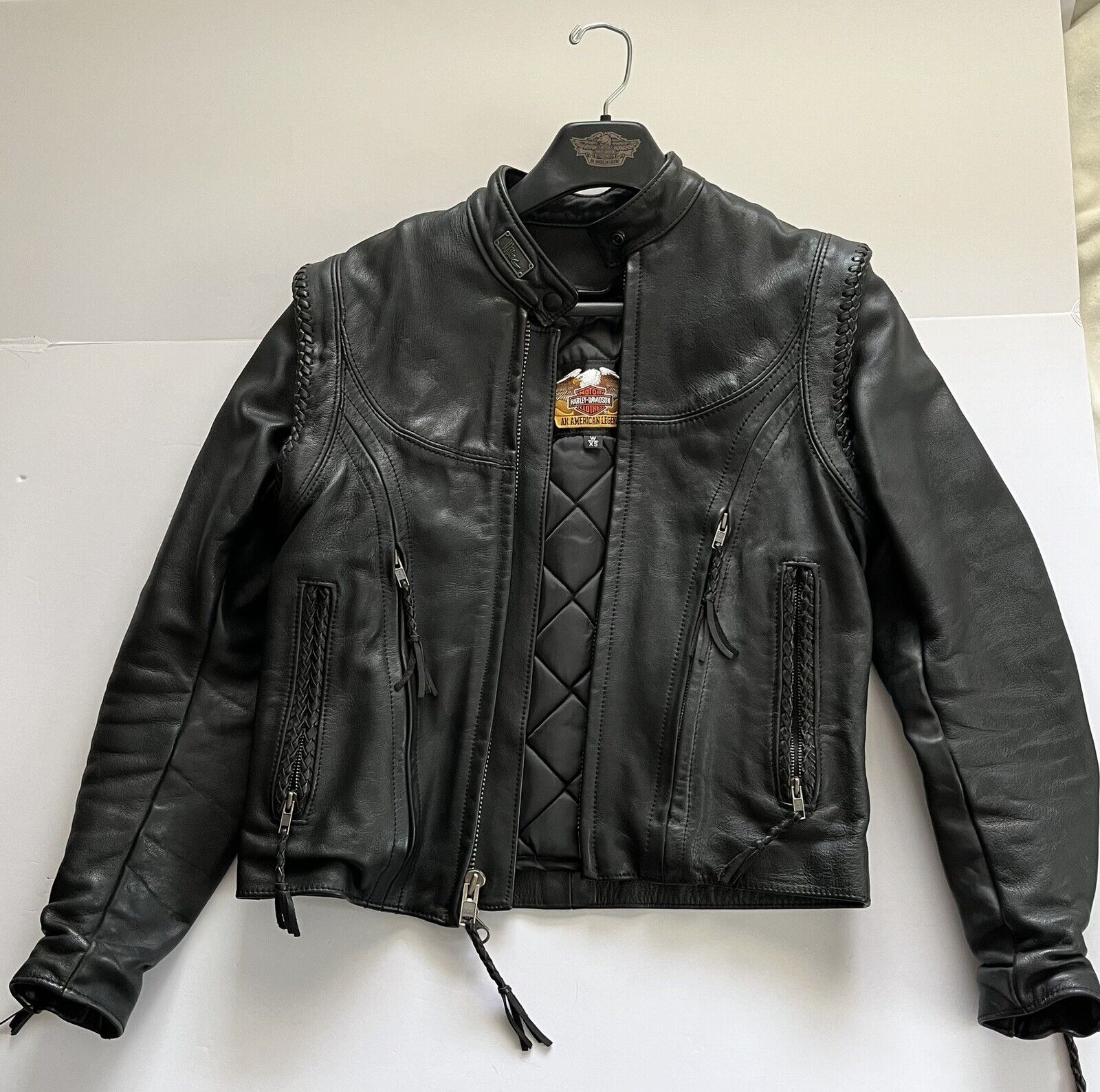 Harley Davidson Women’s XS Willie G. Black Leather Motorcycle Jacket W/ Liner