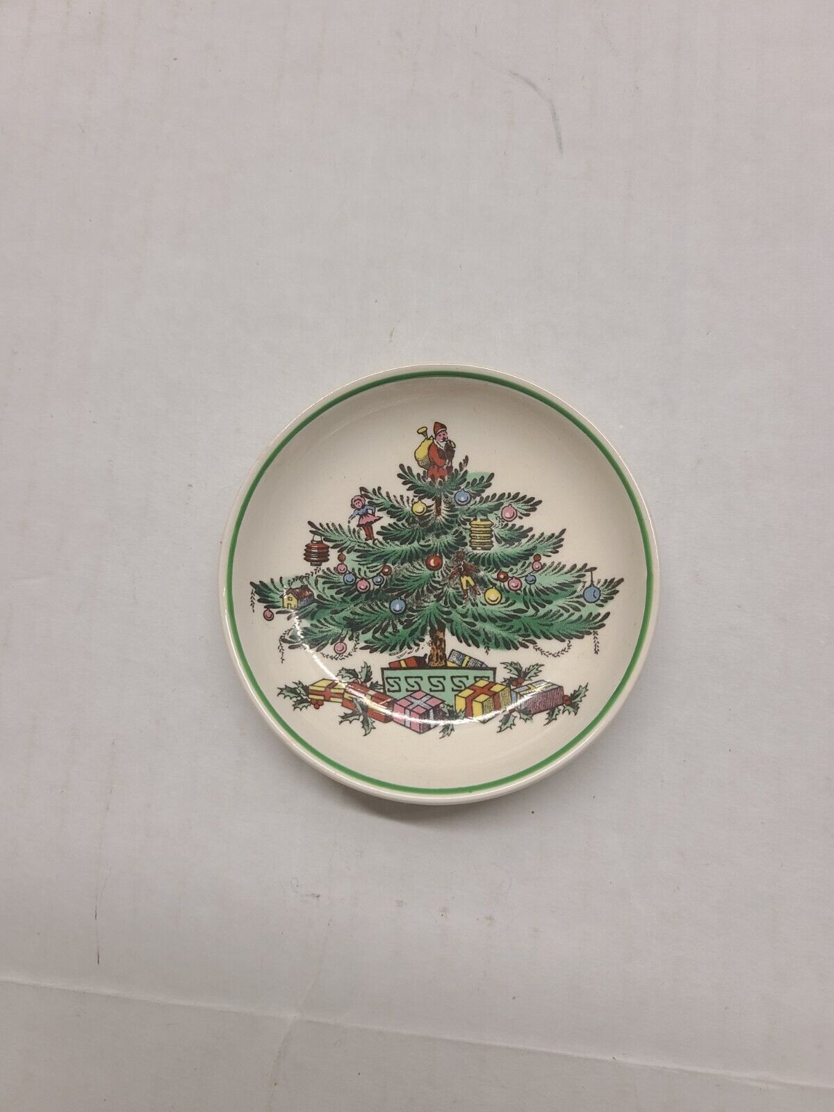 Vintage Mini Small Copeland Spode England Christmas Tree Plates Tiny Trinket FS