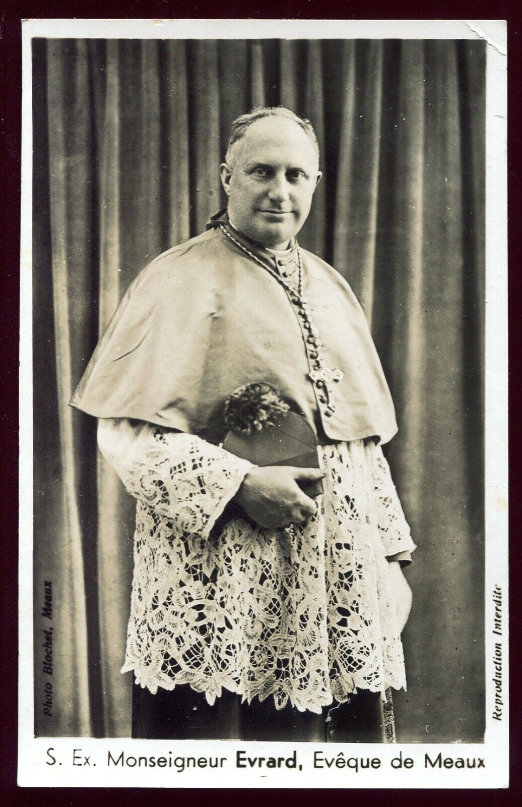 cpa 77 photo card .Monsignor Evrard. Bishop of Meaux