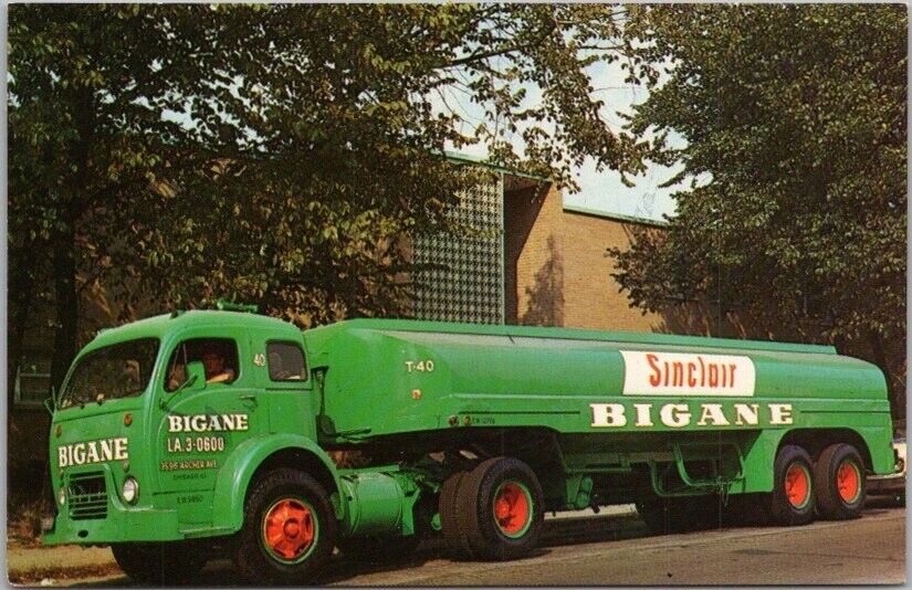 c1960s CHICAGO Illinois Advertising Postcard BIGANE COAL & OIL CO Sinclair Truck