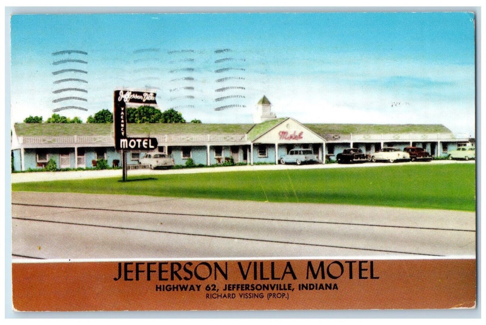 1956 Jefferson Villa Motel Highway 62 Roadside Jefferson Indiana IN Postcard