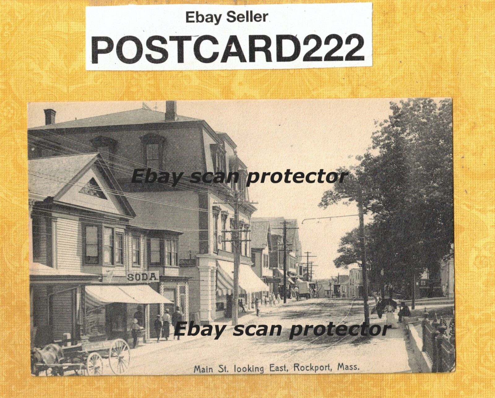 MA Rockport 1907 antique postcard BUILDINGS ON MAIN ST LK EAST MASS
