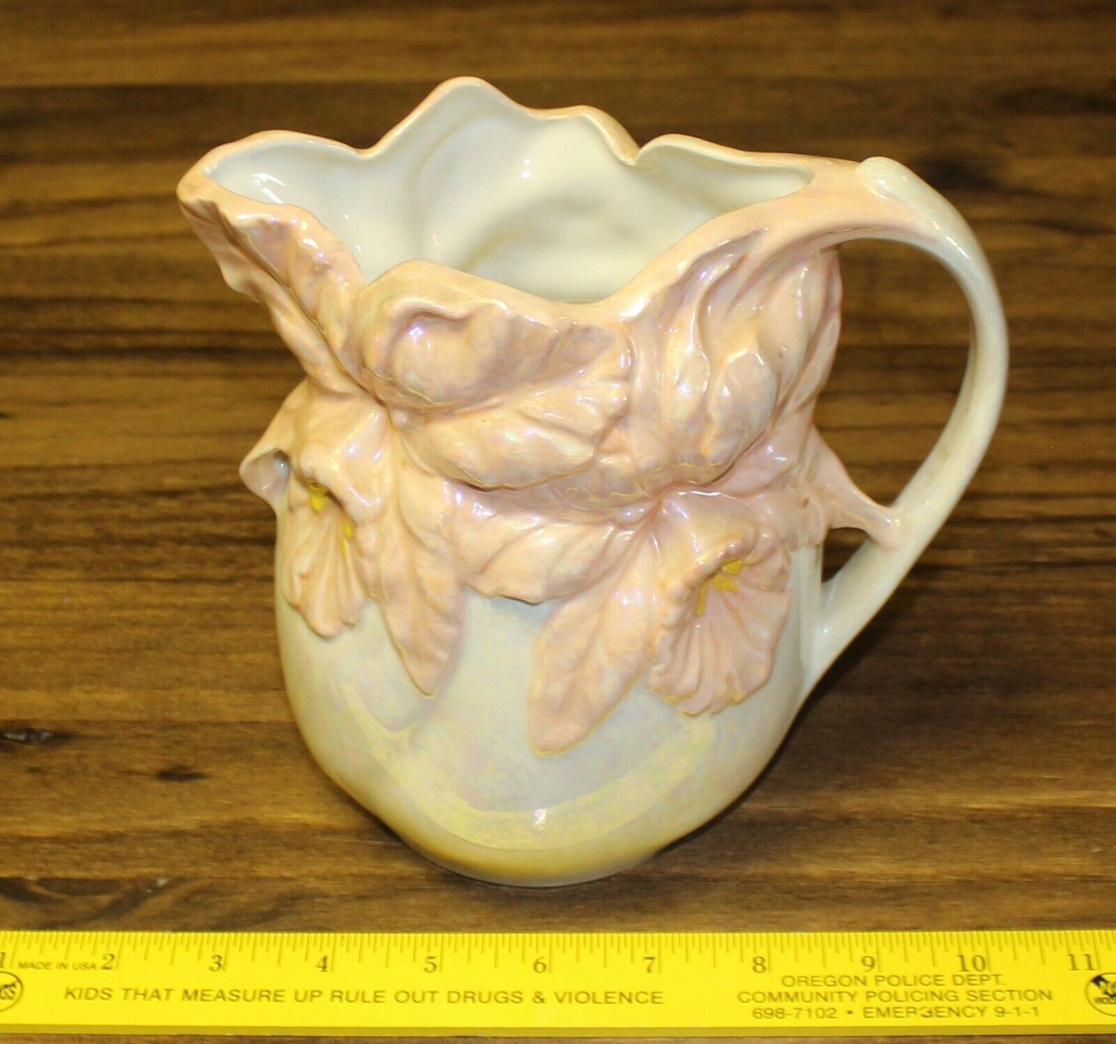 Floral Iridescent Unbranded Porcelain/Ceramic Pitcher