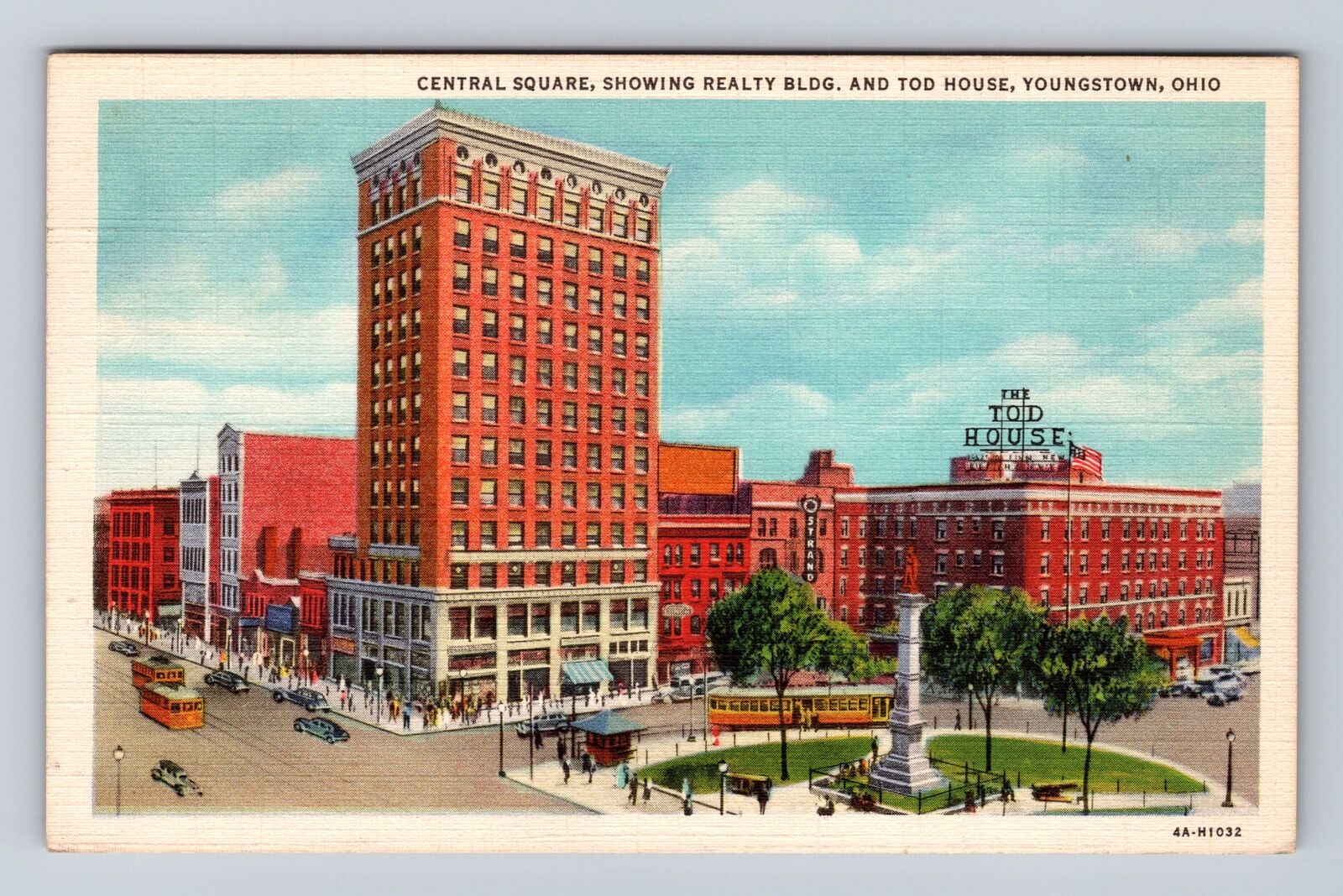 Youngstown OH-Ohio, Central Square, Realty Building, Vintage c1948 Postcard