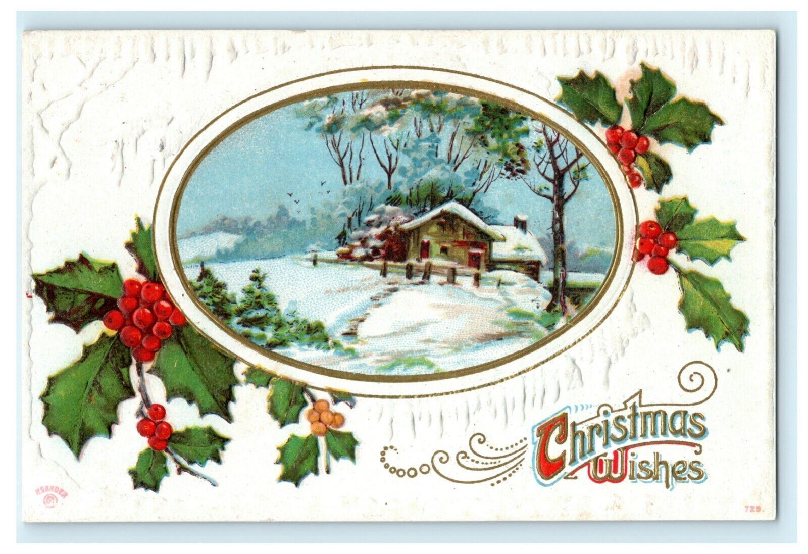 P Sander Christmas Dixon Illinois Gold Embossed 1910 Vintage Antique Postcard