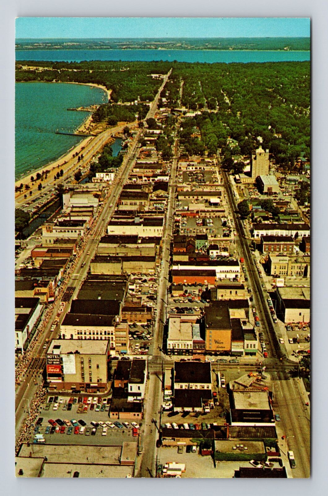 Traverse City MI-Michigan, Aerial Traverse City, Antique Vintage Postcard