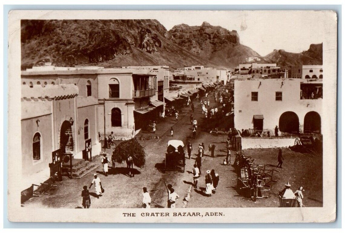 c1920's The Crater Bazaar View Aden Yemen RPPC Photo Unposted Postcard