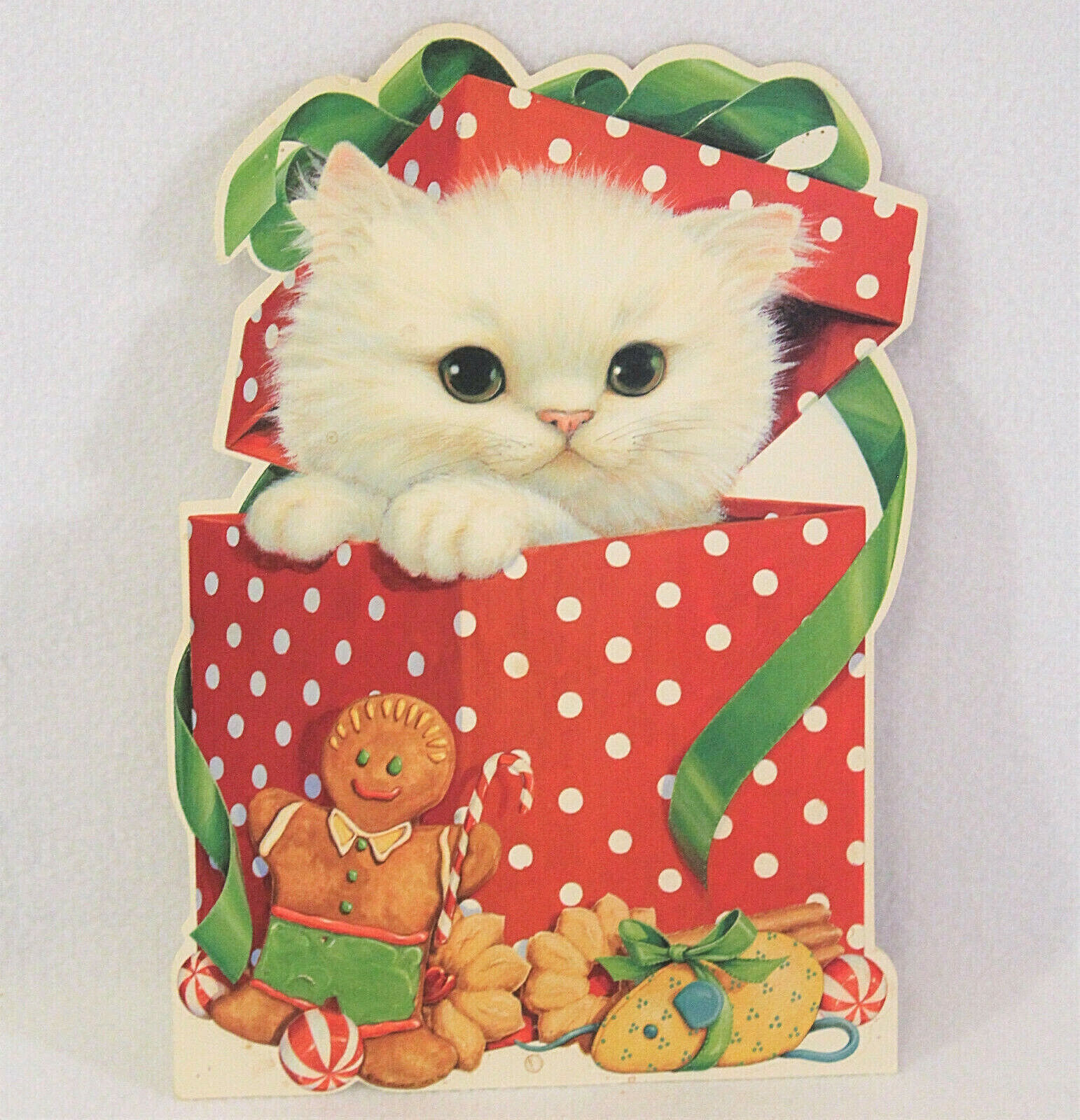 Vintage Ambassador Die Cut Christmas Decoration Kitten Cat Pin Up Cardboard