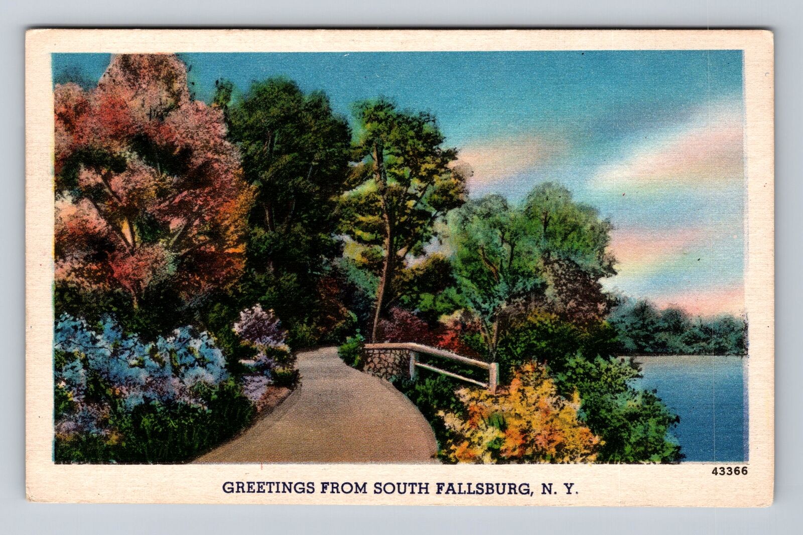 South Fallsburg NY-New York, Scenic Greetings, Country Side Vintage Postcard