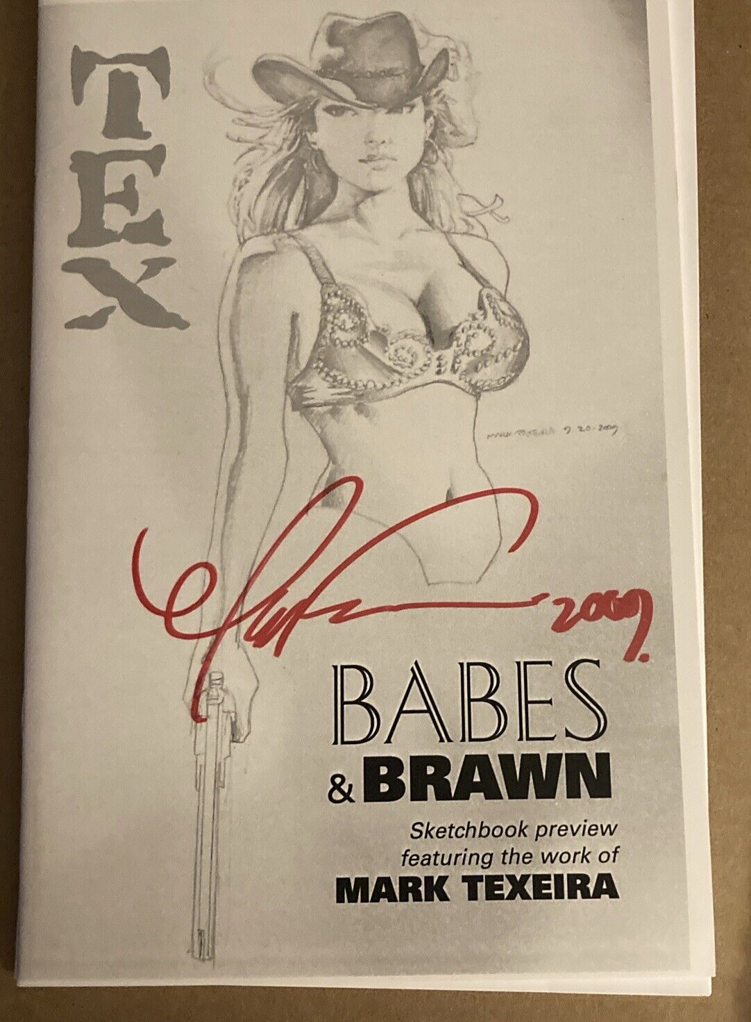 Signed Babes & Braun Sketchbook (NM) 2011 By Mark Texeira