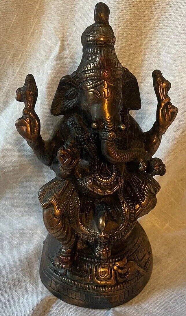 Ganesha Elephant Figurine God Bronze Metal Indian Idol Prosperity Luck 11\