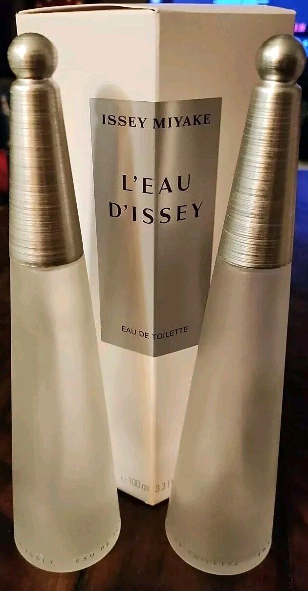 Issey Miyake Perfume Bottles EMPTY L\'Eau D\' Issey Set Of 2 & Box For Display