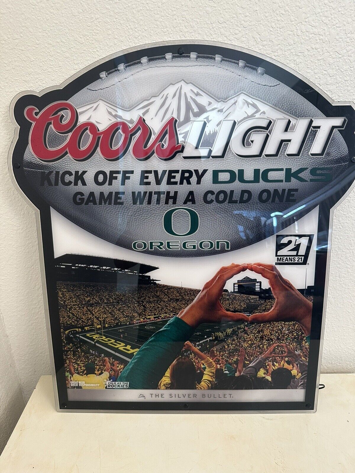 2014 Rare Coors Light College Oregon Ducks Football LED Sign