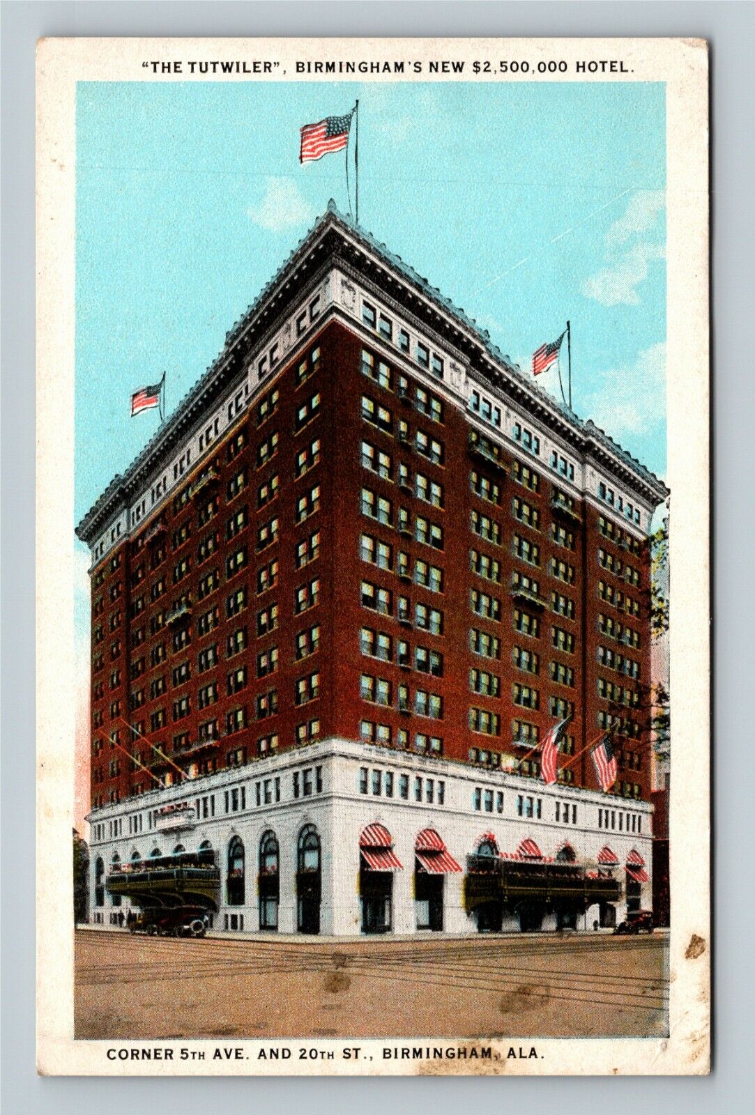 Birmingham AL, The Tutwiler Hotel, Demolished 1974, Alabama Vintage Postcard