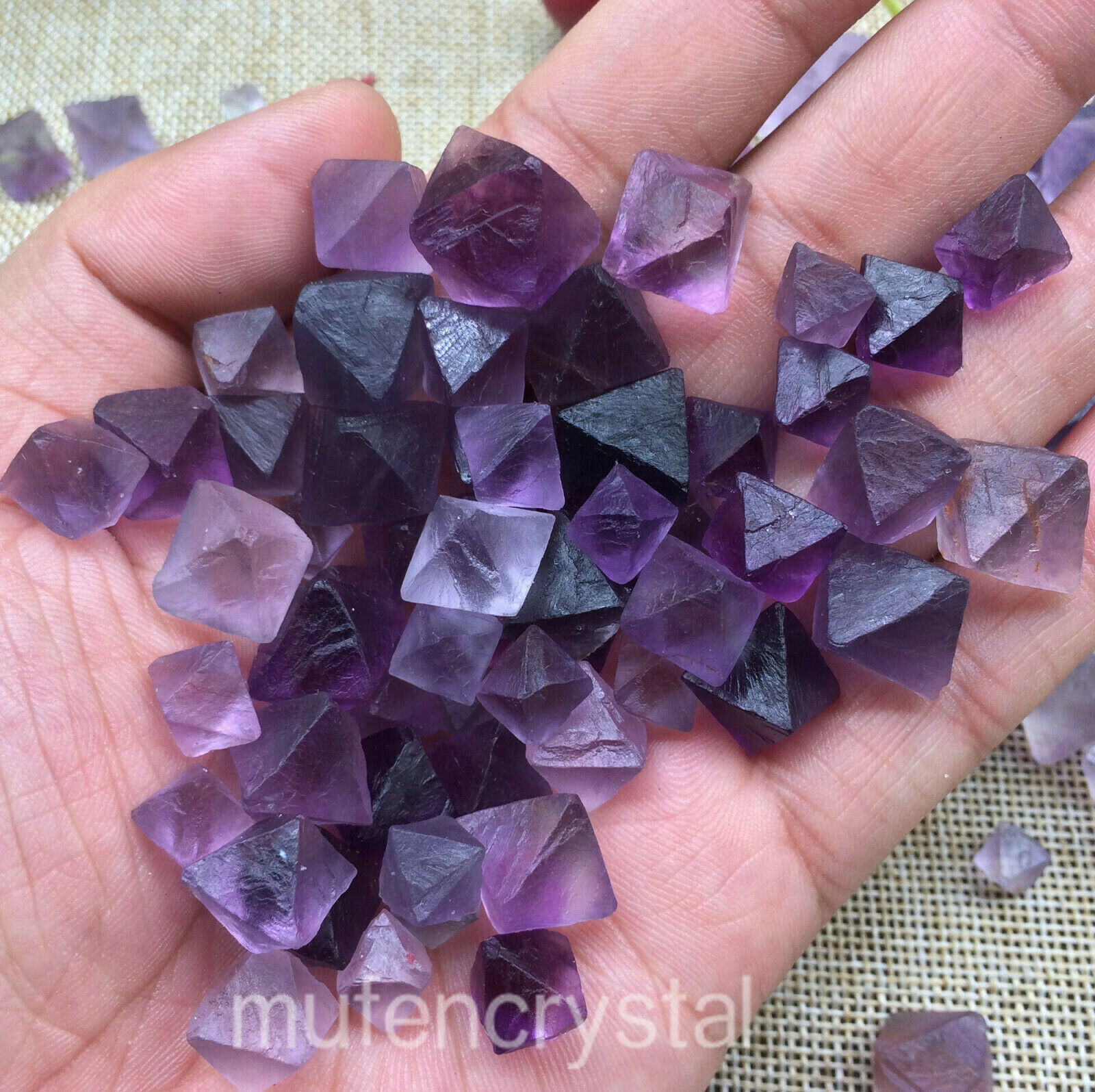  Natural Purple Fluorite Octahedron Quartz Crystal Point Healing Gift 10PCS 