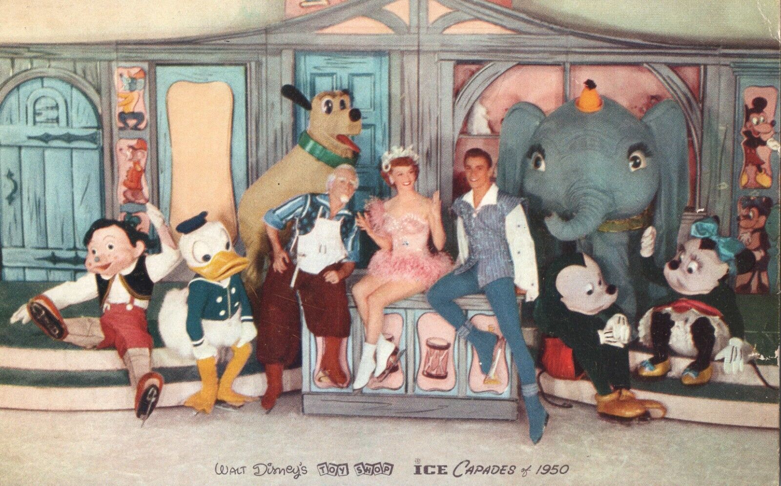 Walt Disney's Toy Shop Ice Capades of 1950 Donna Atwood Bobby Specht Postcard