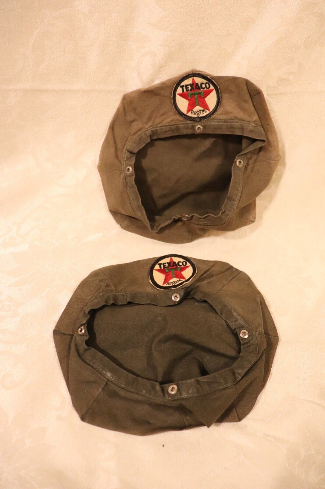 2 Vintage 1940s Texaco Service Station Attendant Snap Hats Gas Oil, Gas
