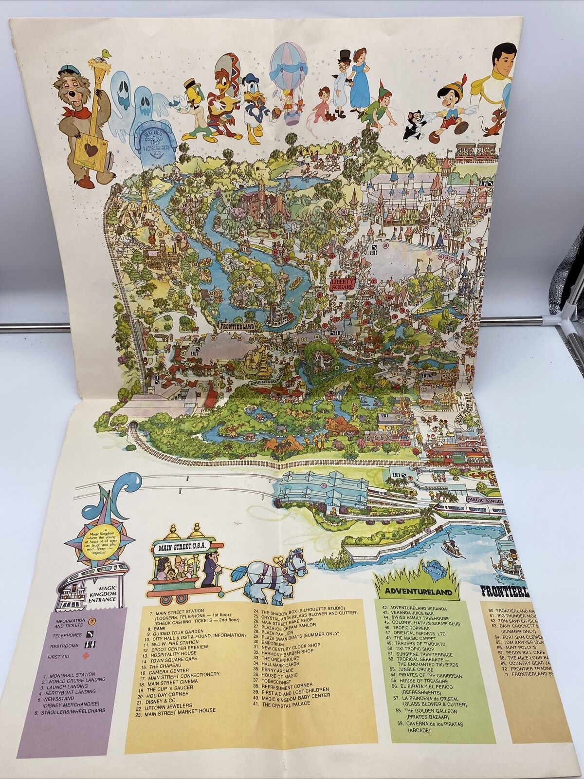 DISNEY Magic Kingdom Walt Disney World Park Map Poster 1979 Vintage- Rare