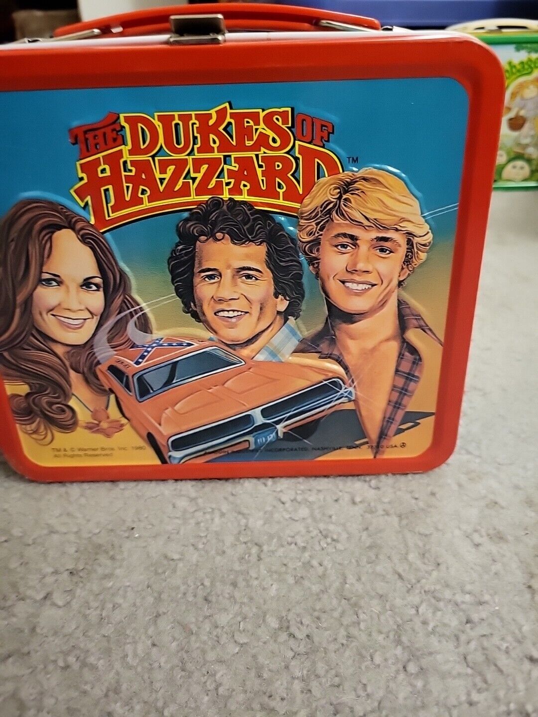 Vintage Dukes Of Hazzard Metal Lunch Box Thermos 1980 Aladdin Bo Luke Roscoe