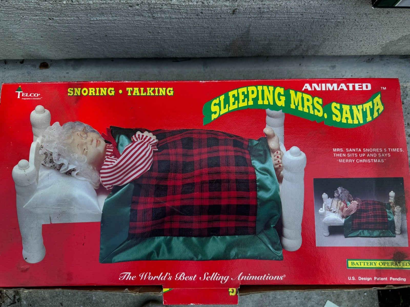 Vintage Animated Sleeping Mrs. Claus Telco Motion-Ettes Tested Works