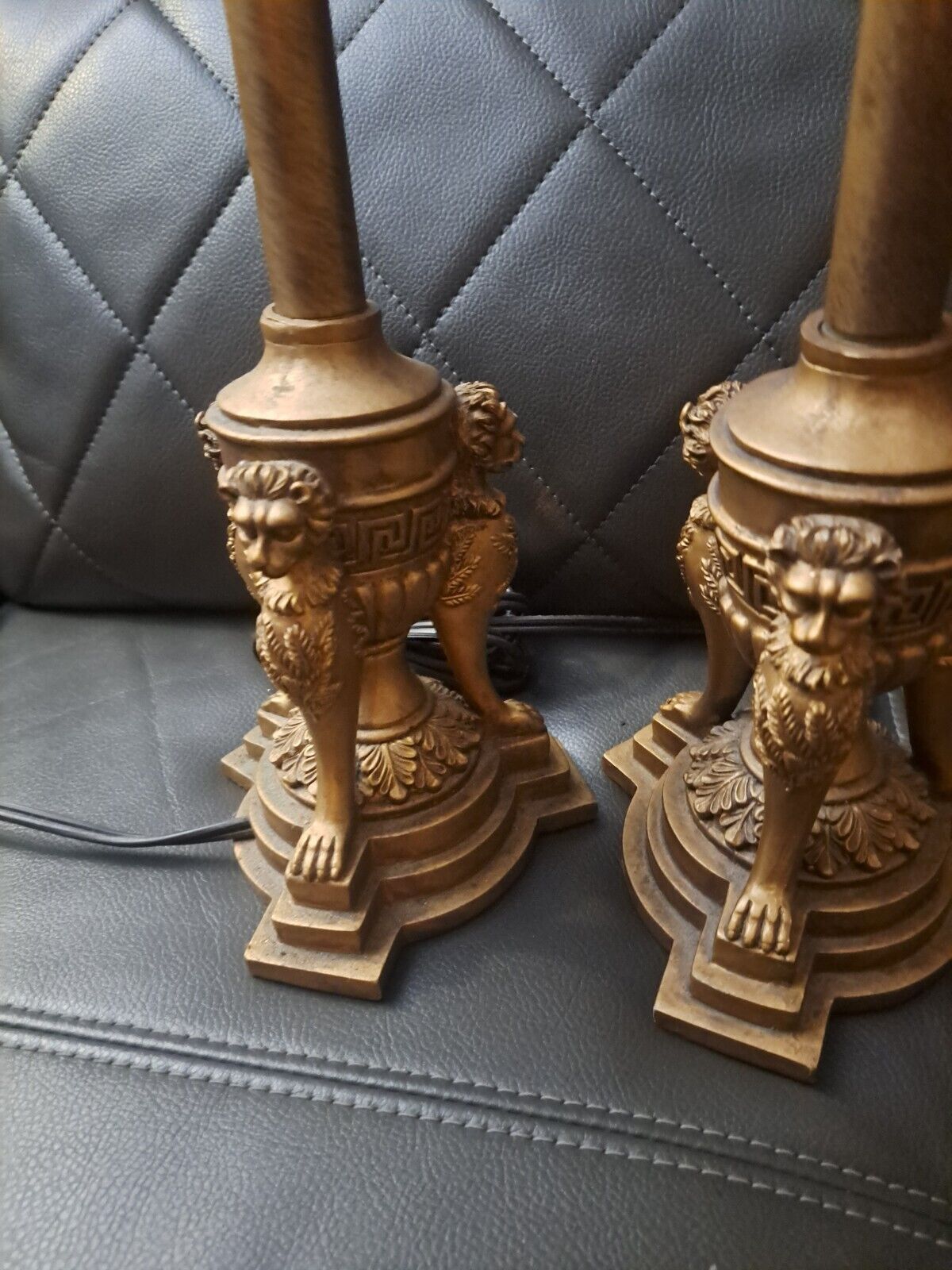 Pair Of Vintage Lion Head Lamps