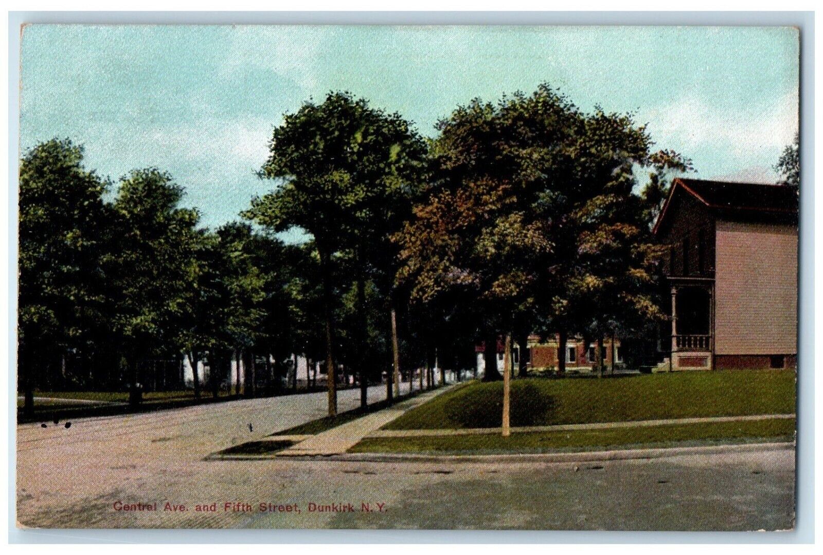 1908 Central Avenue And Fifth Street Dunkirk New York NY Posted Antique Postcard