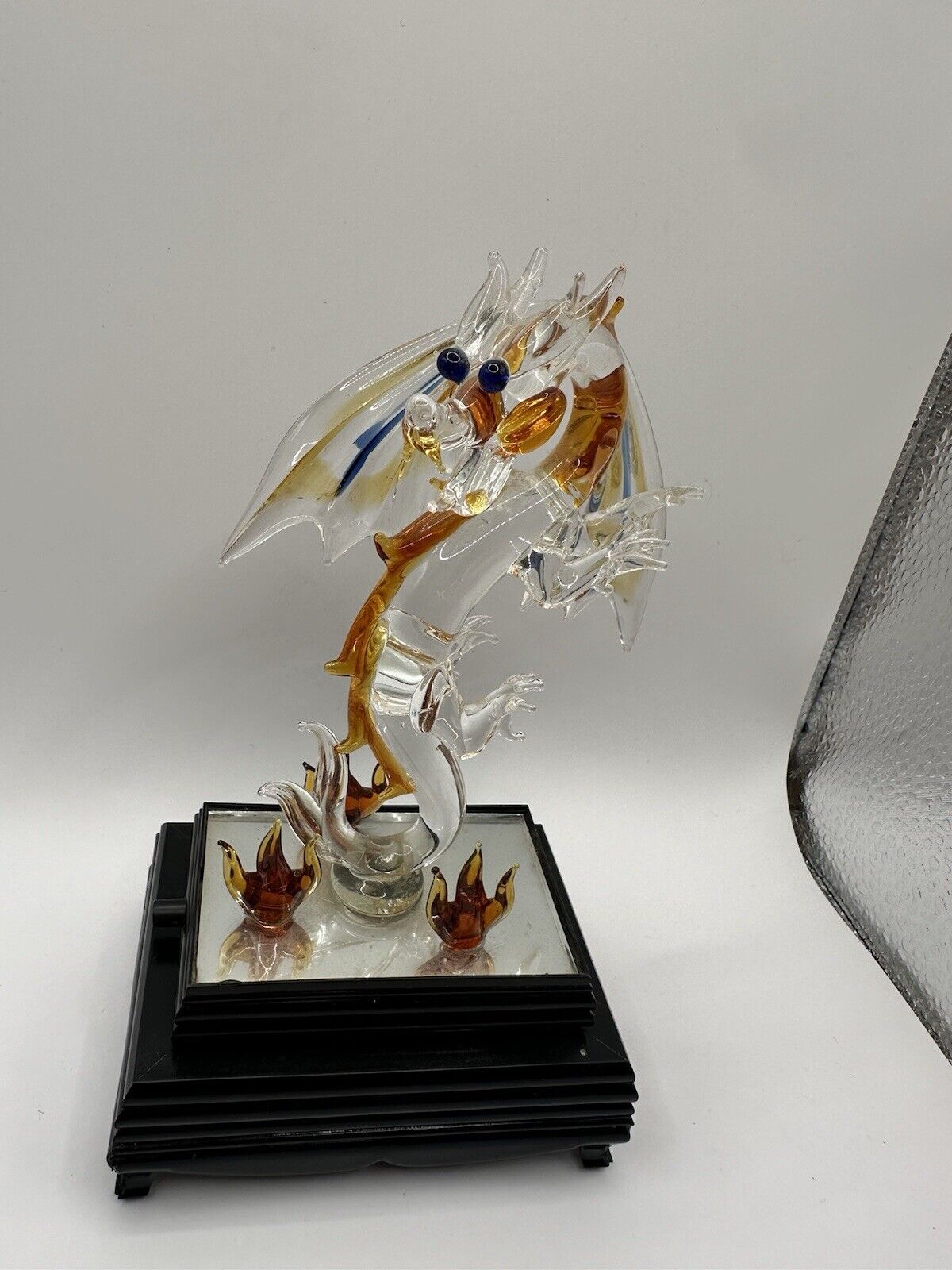 Vintage Glass Blown Dragon With Light Up Base