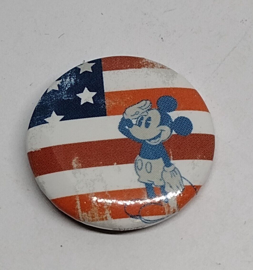 Patriotic Mickey Mouse Saluting Small Disney Badge Button Pin