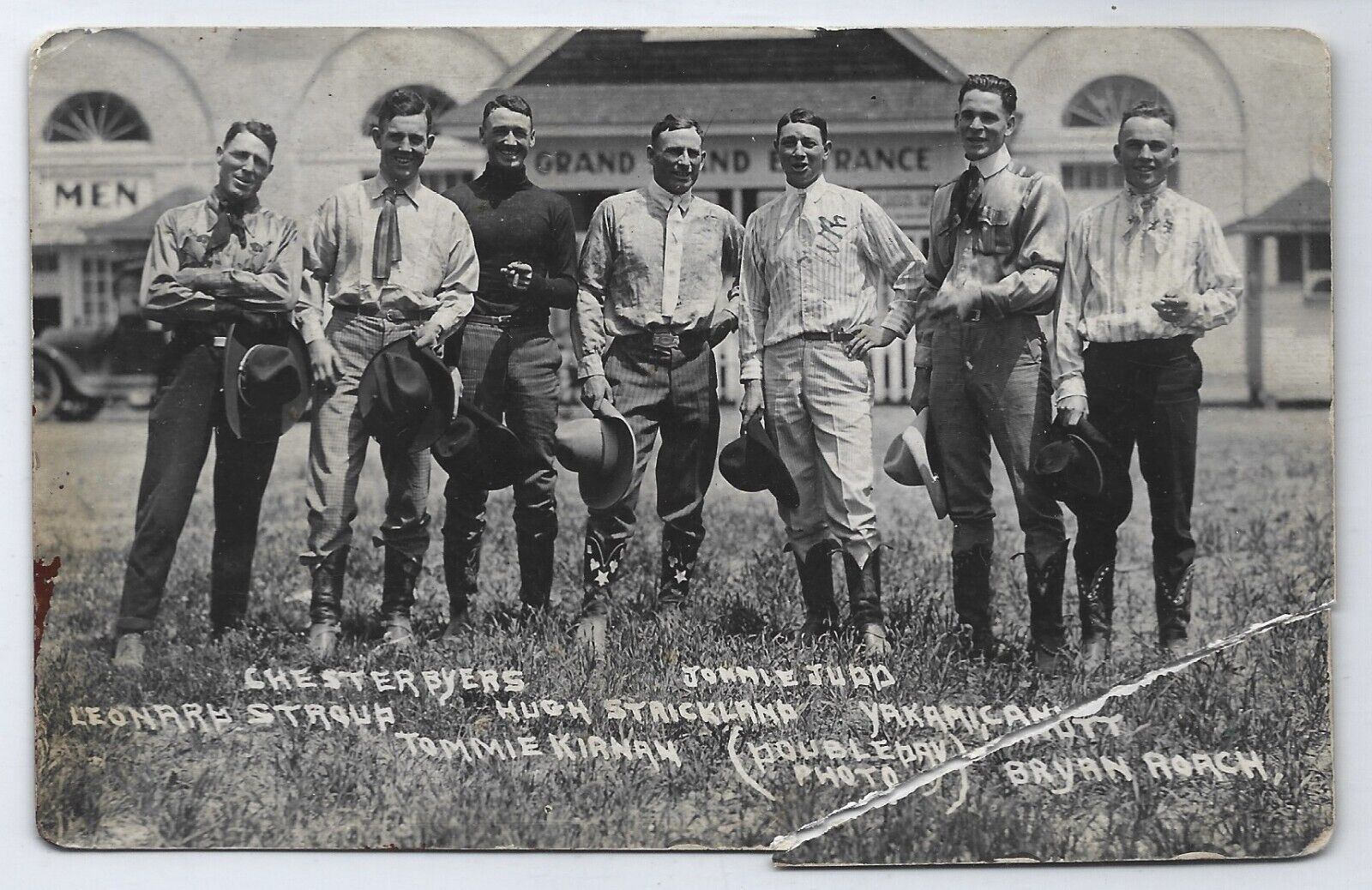 Vintage RPPC PHOTO Postcard of Men Bull Rider RODEO Riders Yakima Canutt Montana