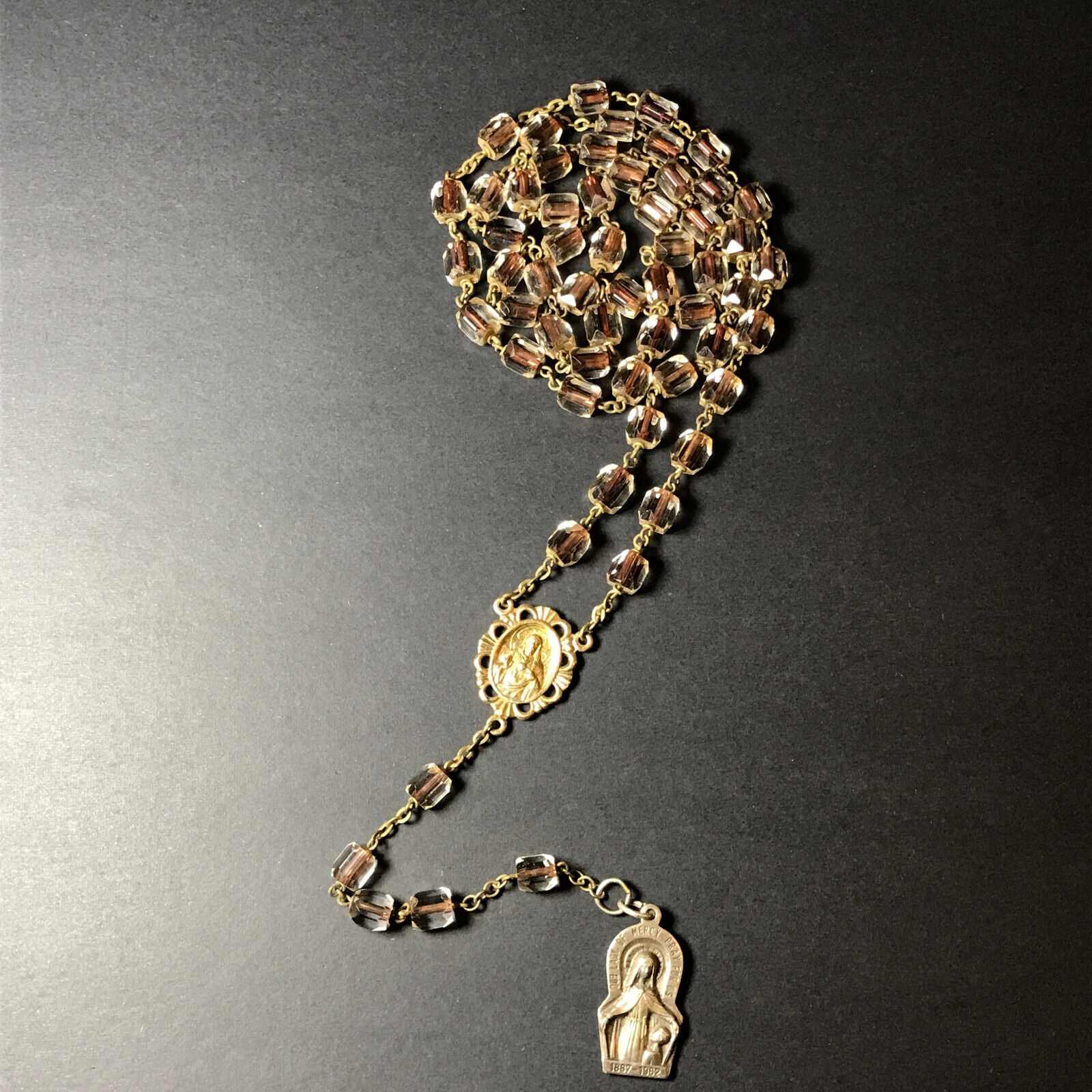 VTG Rosary Glass Beads Mission Our Lady Of Mercy 1887-1962 Chicago Made Italy