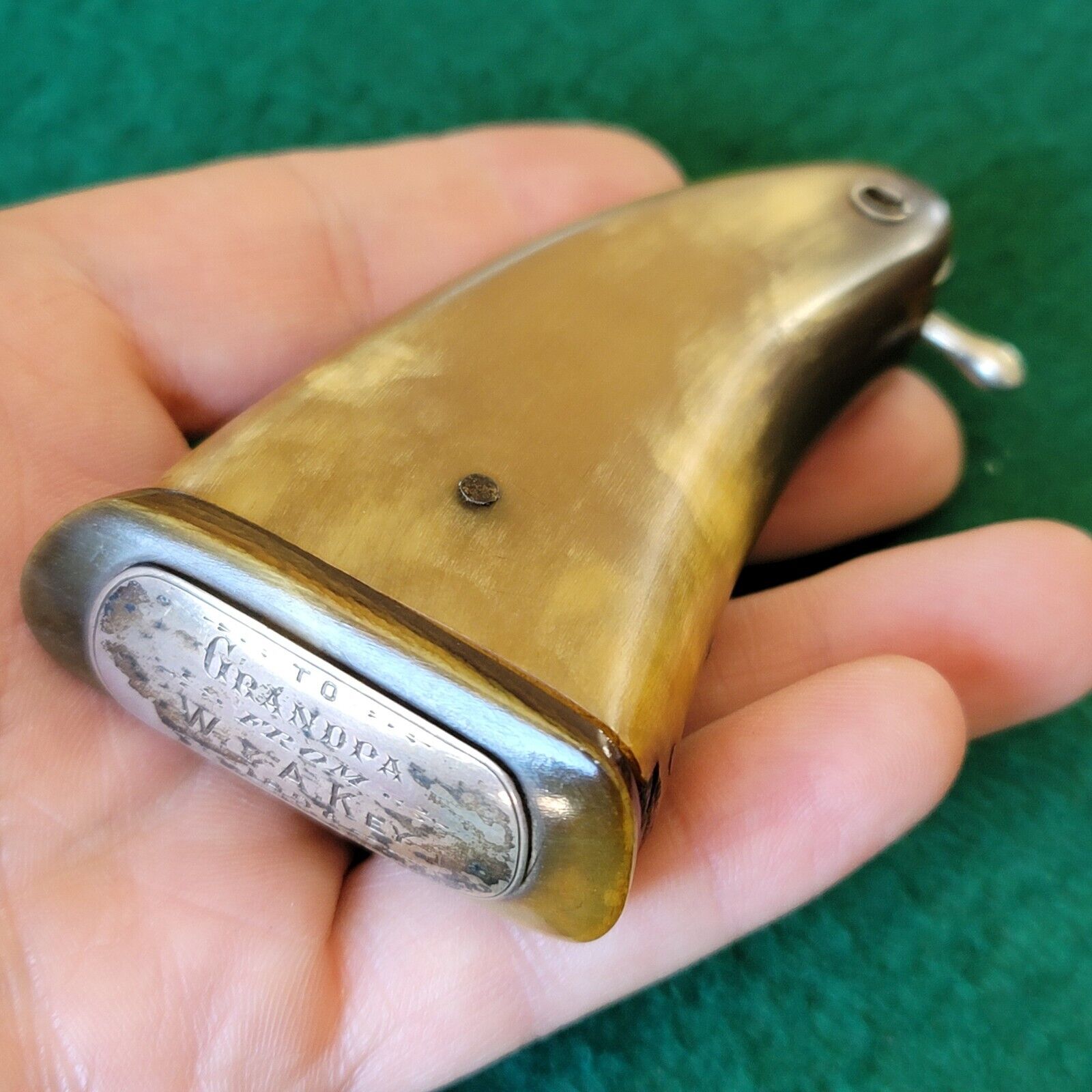 Old Vintage Antique Silver Horn Custom Snuff Tobacco Box Cigar Cutter 