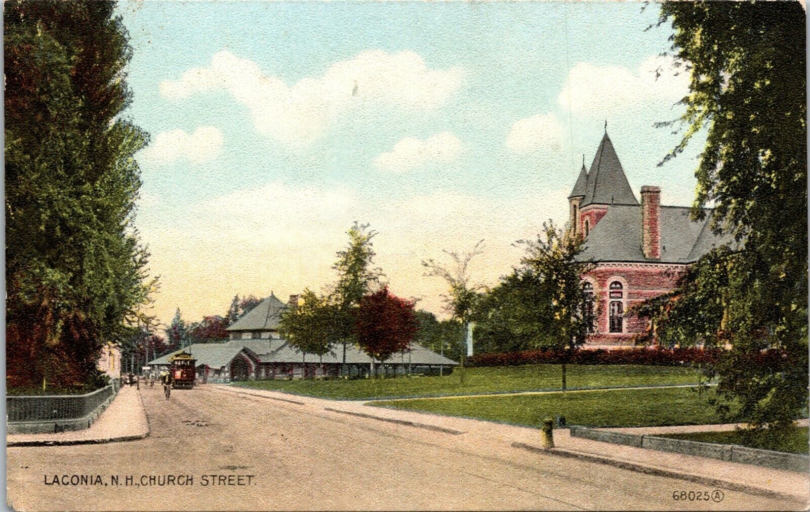 Vtg Laconia New Hampshire NH Church Street 1910s Postcard