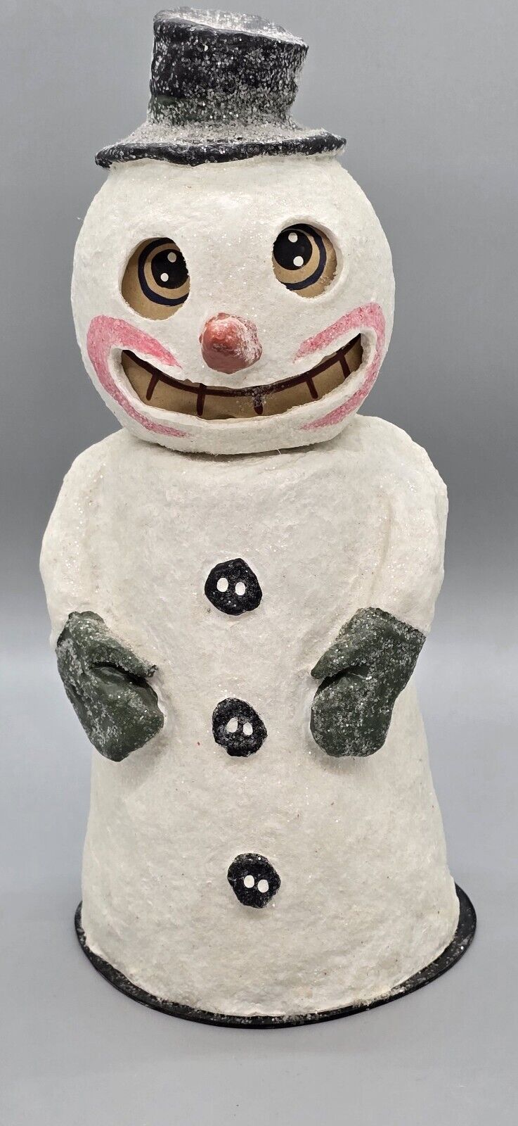 Vintage American Folk Art Poliwoggs Snowman w/ Hat Candy Container Polliwoggs 8