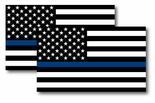 2X THIN BLUE LINE AMERICAN FLAG MAGNETS 3x5 INCH PACK OF 2 DECALS FOR CAR FRIDGE